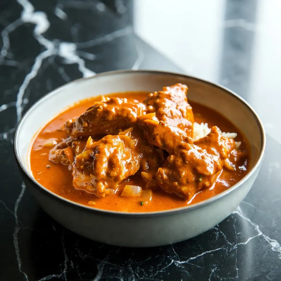 Krämig kycklinggryta med indiska kryddor serverad i en skål
