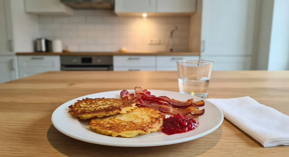 Krispig raggmunk med kalkon och lingon