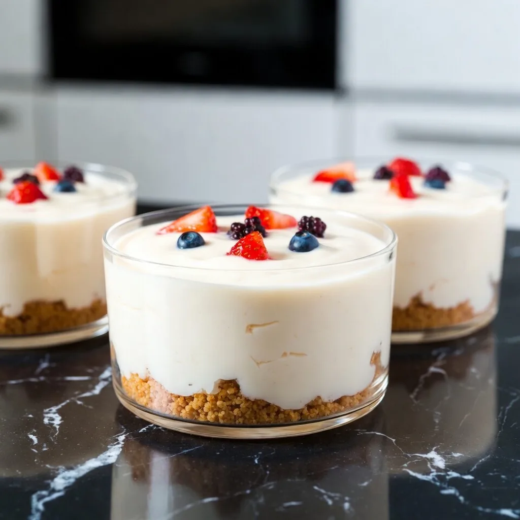 Krämiga cheesecake cups med vanilj och bär