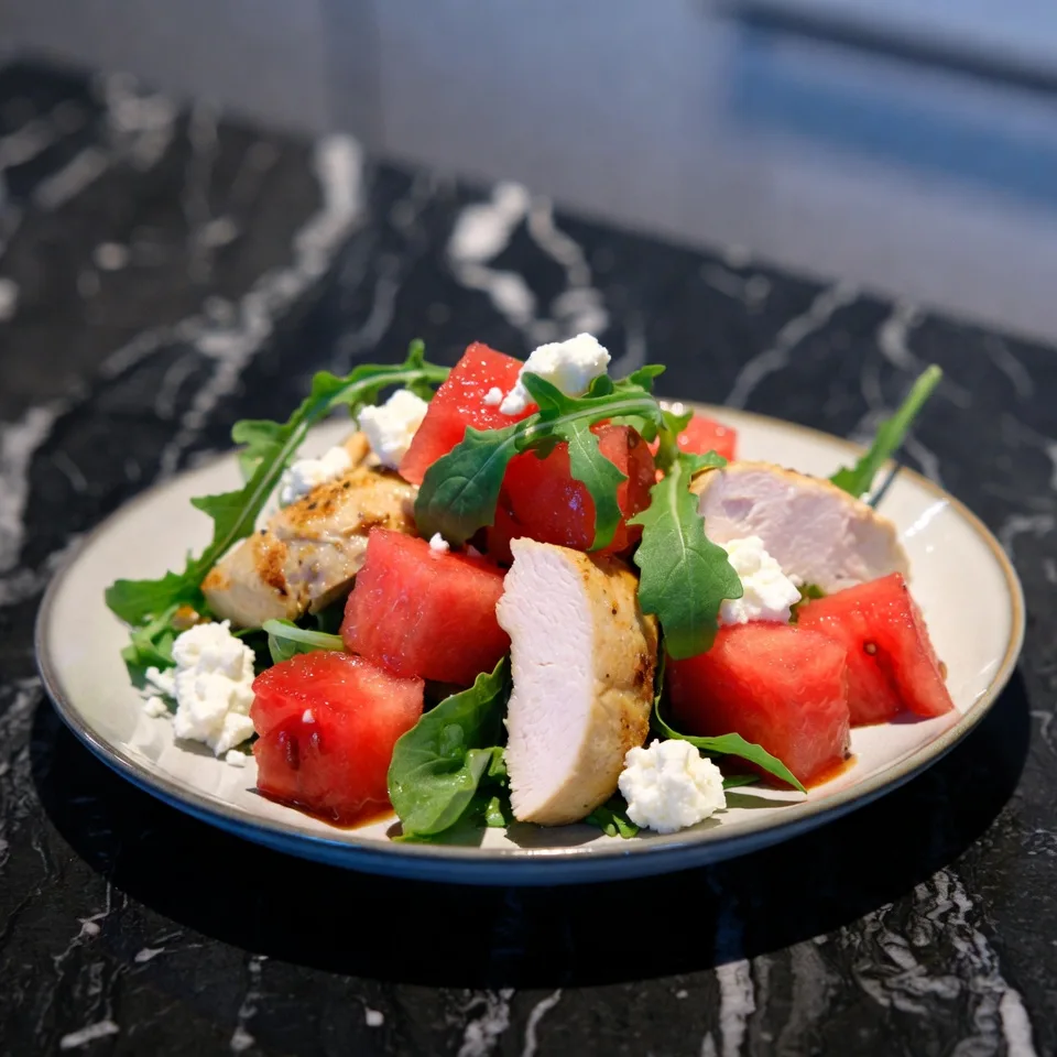 Vattenmelon- och kycklingsallad med fetaost