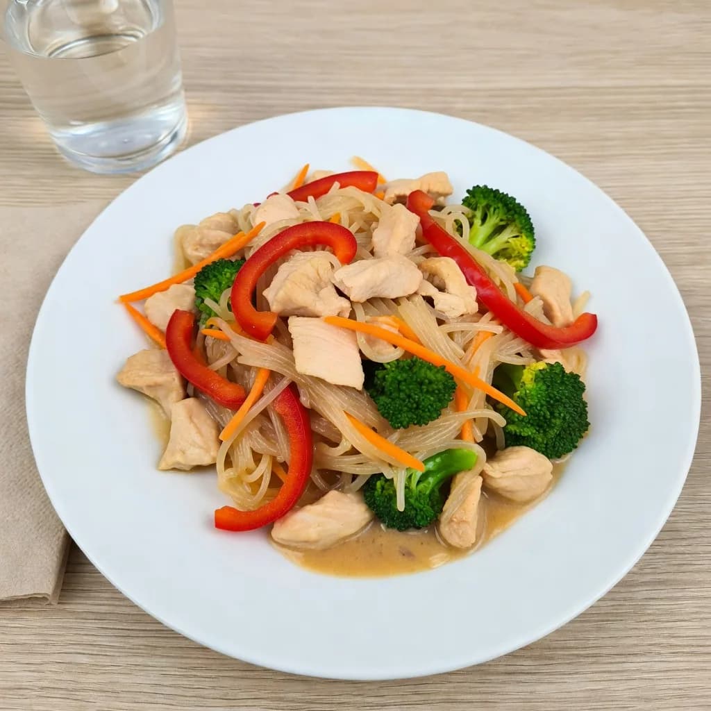 Krämig kyckling Pad Thai med grönsaker