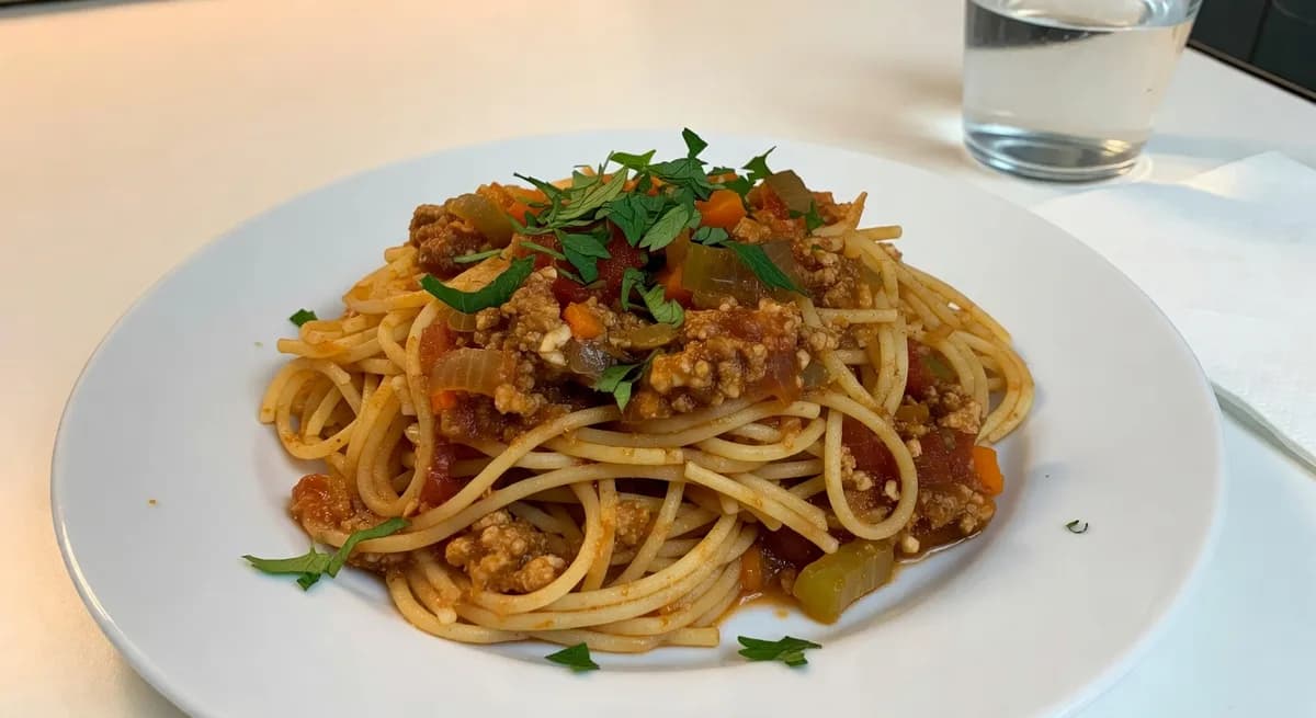 Spaghetti bolognese med kycklingfärs och fullkornspasta