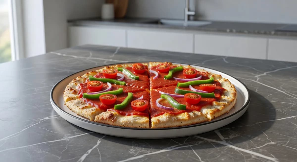 Kycklingpizza med krispig botten och färska grönsaker